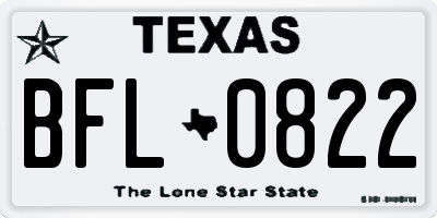 TX license plate BFL0822
