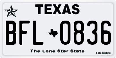 TX license plate BFL0836
