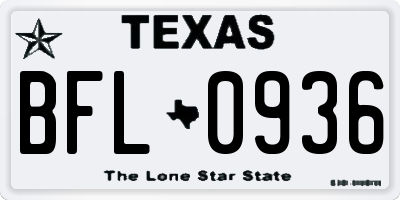 TX license plate BFL0936