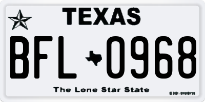 TX license plate BFL0968