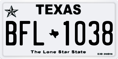 TX license plate BFL1038