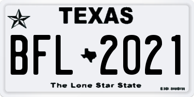 TX license plate BFL2021