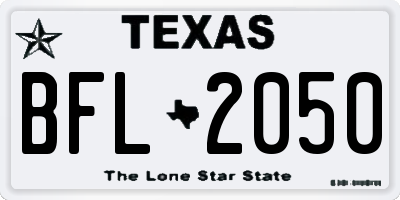 TX license plate BFL2050