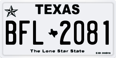 TX license plate BFL2081