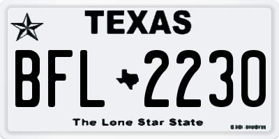 TX license plate BFL2230