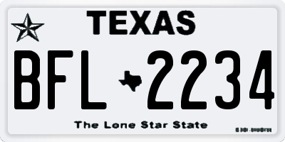 TX license plate BFL2234