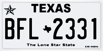 TX license plate BFL2331