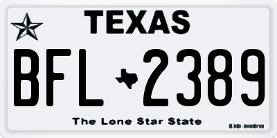 TX license plate BFL2389