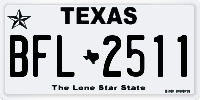 TX license plate BFL2511