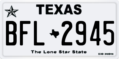 TX license plate BFL2945