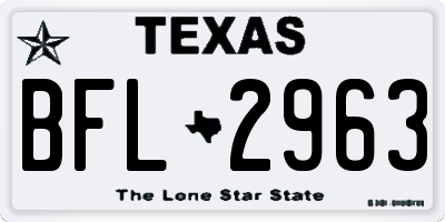 TX license plate BFL2963