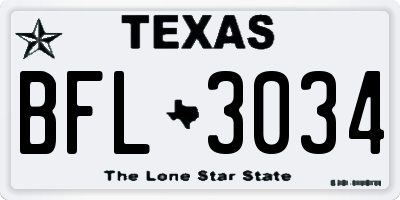 TX license plate BFL3034