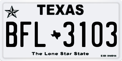 TX license plate BFL3103