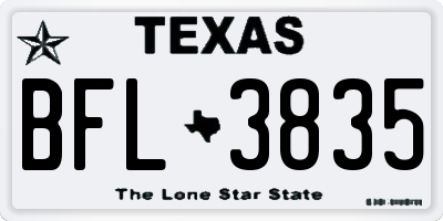 TX license plate BFL3835
