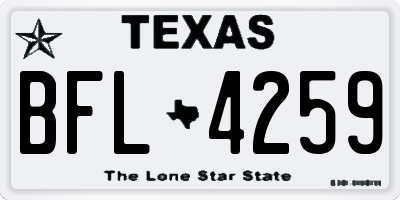 TX license plate BFL4259