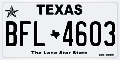 TX license plate BFL4603