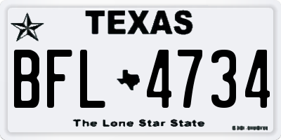 TX license plate BFL4734