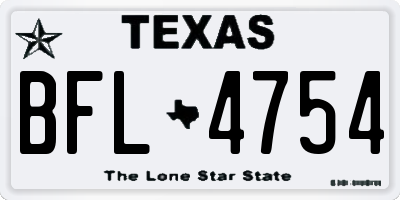 TX license plate BFL4754