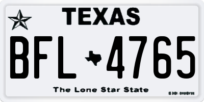 TX license plate BFL4765