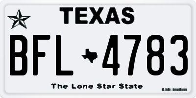 TX license plate BFL4783
