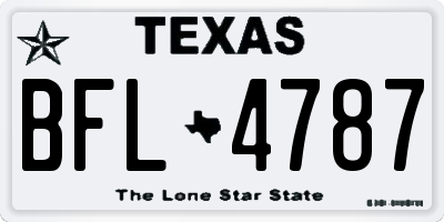TX license plate BFL4787