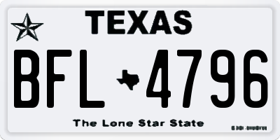 TX license plate BFL4796
