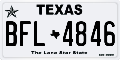 TX license plate BFL4846