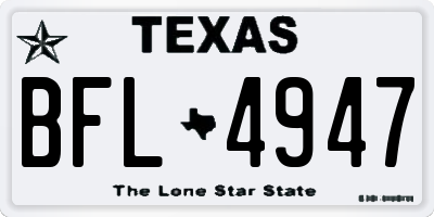 TX license plate BFL4947