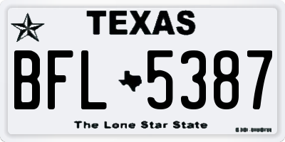 TX license plate BFL5387