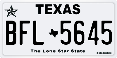 TX license plate BFL5645