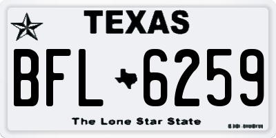 TX license plate BFL6259