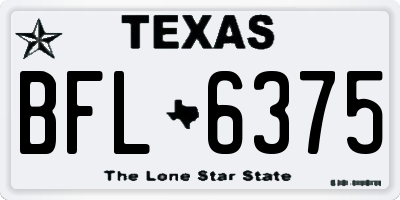 TX license plate BFL6375