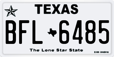 TX license plate BFL6485