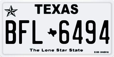 TX license plate BFL6494