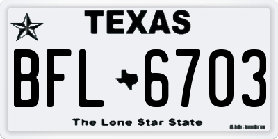 TX license plate BFL6703
