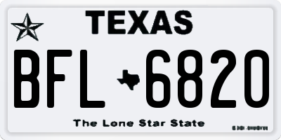 TX license plate BFL6820