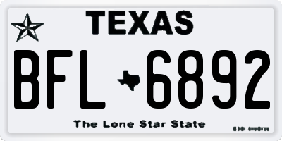 TX license plate BFL6892