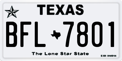 TX license plate BFL7801