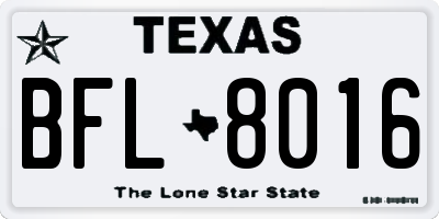 TX license plate BFL8016