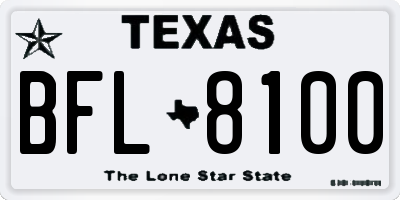 TX license plate BFL8100