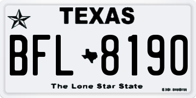 TX license plate BFL8190