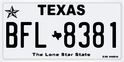 TX license plate BFL8381