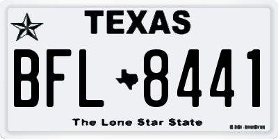 TX license plate BFL8441