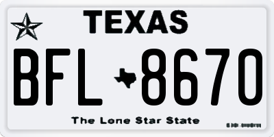 TX license plate BFL8670