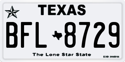 TX license plate BFL8729