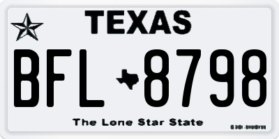 TX license plate BFL8798