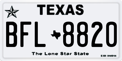 TX license plate BFL8820