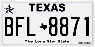 TX license plate BFL8871