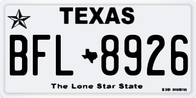 TX license plate BFL8926