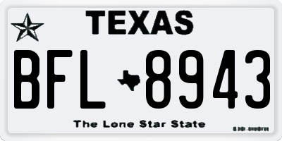 TX license plate BFL8943